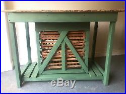 Vintage Pine Kitchen Island Scratch Built English Potting Table With Drawers