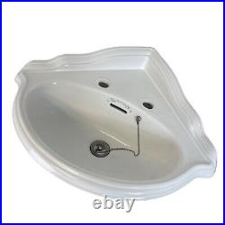 Vintage Reclaimed Corner Sink Traditional English Victorian Ceramic Basin