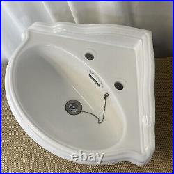 Vintage Reclaimed Corner Sink Traditional English Victorian Ceramic Basin