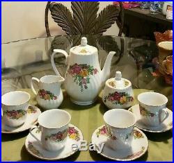 Vintage Regent China English Rose Tea Set & 4 Dessert plates not made in CHINA
