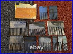 Vintage Ridgely English Blue Steel Graining Combs (Antique) Set of 11 with Case