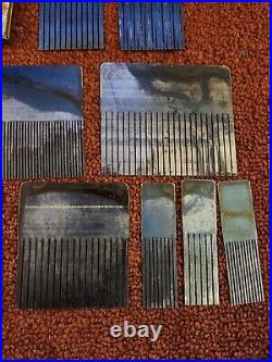 Vintage Ridgely English Blue Steel Graining Combs (Antique) Set of 11 with Case