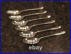 Vintage STERLING SILVER Set of 6 ENGLISH RATTAIL SPOONSSHEFFIELD 1944Rare
