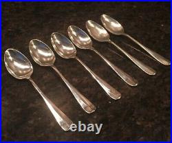 Vintage STERLING SILVER Set of 6 ENGLISH RATTAIL SPOONSSHEFFIELD 1944Rare