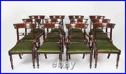 Vintage Set 12 English Regency Revival Bar Back Dining Chairs 20th C