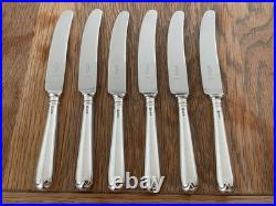 Vintage Set 6 Solid Sterling Silver Old English Pattern Dessert Knives