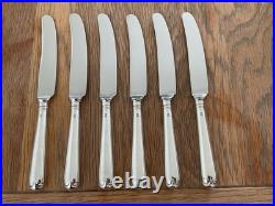 Vintage Set 6 Solid Sterling Silver Old English Pattern Dessert Knives