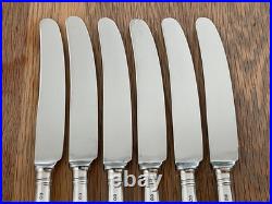 Vintage Set 6 Solid Sterling Silver Old English Pattern Dessert Knives