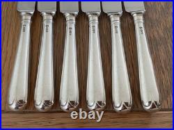 Vintage Set 6 Solid Sterling Silver Old English Pattern Dessert Knives