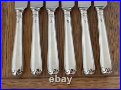 Vintage Set 6 Solid Sterling Silver Old English Pattern Dessert Knives