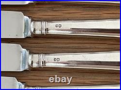 Vintage Set 6 Solid Sterling Silver Old English Pattern Dessert Knives