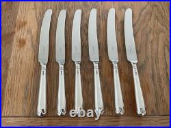 Vintage Set 6 Solid Sterling Silver Old English Pattern Table Knives