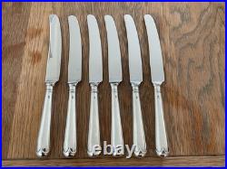 Vintage Set 6 Solid Sterling Silver Old English Pattern Table Knives