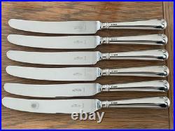 Vintage Set 6 Solid Sterling Silver Old English Pattern Table Knives