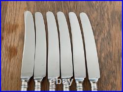 Vintage Set 6 Solid Sterling Silver Old English Pattern Table Knives