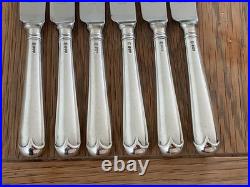 Vintage Set 6 Solid Sterling Silver Old English Pattern Table Knives