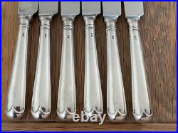 Vintage Set 6 Solid Sterling Silver Old English Pattern Table Knives