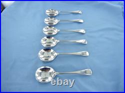 Vintage Set Of Six Sterling Silver, Old English Soup Spoons. Sheffield 1993