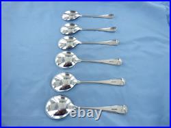 Vintage Set Of Six Sterling Silver, Old English Soup Spoons. Sheffield 1993