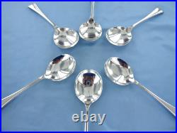 Vintage Set Of Six Sterling Silver, Old English Soup Spoons. Sheffield 1993