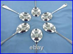 Vintage Set Of Six Sterling Silver, Old English Soup Spoons. Sheffield 1993