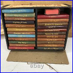 Vintage Shakespeare Miniature 23 Antique Leather Book Set WithBox By Knickerbocker