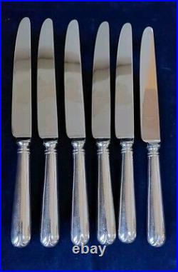 Vintage Sheffield Old English Pip Pattern Set 6 Dinner Knives Silver Plated