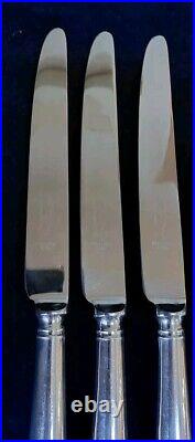 Vintage Sheffield Old English Pip Pattern Set 6 Dinner Knives Silver Plated