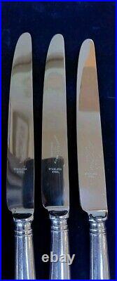 Vintage Sheffield Old English Pip Pattern Set 6 Dinner Knives Silver Plated