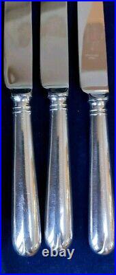 Vintage Sheffield Old English Pip Pattern Set 6 Dinner Knives Silver Plated