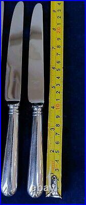 Vintage Sheffield Old English Pip Pattern Set 6 Dinner Knives Silver Plated