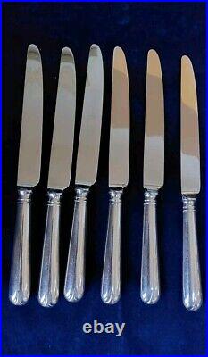 Vintage Sheffield Old English Pip Pattern Set 6 Dinner Knives Silver Plated