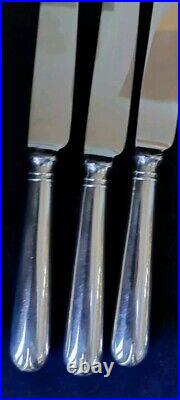 Vintage Sheffield Old English Pip Pattern Set 6 Dinner Knives Silver Plated