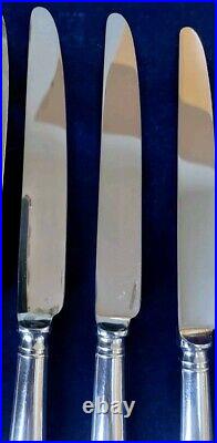 Vintage Sheffield Old English Pip Pattern Set 6 Dinner Knives Silver Plated