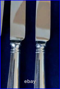 Vintage Sheffield Old English Pip Pattern Set 6 Dinner Knives Silver Plated