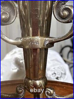 Vintage Silver Plate English Epergnes Tulip 4 Vases