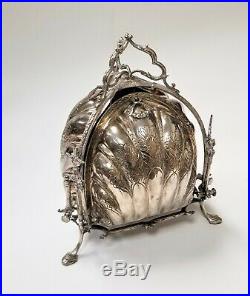 Vintage Silver Plate English Tri-fold Clam shell bun warmer biscuit box