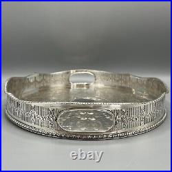 Vintage Silver Plate Gallery Serving Tray Handles Cocktail Drinks Viners English