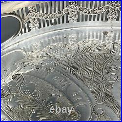 Vintage Silver Plate Gallery Serving Tray Handles Cocktail Drinks Viners English