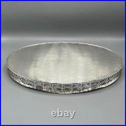 Vintage Silver Plate Gallery Serving Tray Handles Cocktail Drinks Viners English