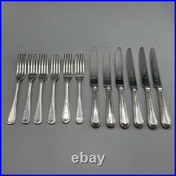 Vintage Silver Plated Dinner Knives & Forks Cutlery Set Bead Eben Parker English