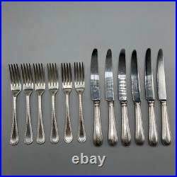Vintage Silver Plated Dinner Knives & Forks Cutlery Set Bead Eben Parker English