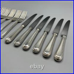 Vintage Silver Plated Dinner Knives & Forks Cutlery Set Bead Eben Parker English