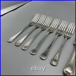 Vintage Silver Plated Dinner Knives & Forks Cutlery Set Bead Eben Parker English
