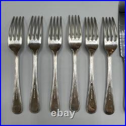 Vintage Silver Plated Dinner Knives & Forks Cutlery Set Bead Eben Parker English