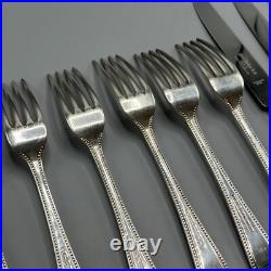 Vintage Silver Plated Dinner Knives & Forks Cutlery Set Bead Eben Parker English