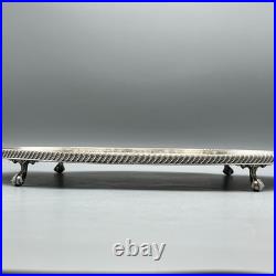 Vintage Silver Plated Footed Cocktail Tray English Drinks Ball & Claw Feet