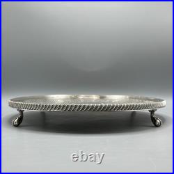 Vintage Silver Plated Footed Cocktail Tray English Drinks Ball & Claw Feet
