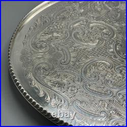 Vintage Silver Plated Footed Cocktail Tray English Drinks Ball & Claw Feet