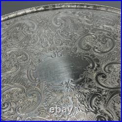 Vintage Silver Plated Footed Cocktail Tray English Drinks Ball & Claw Feet